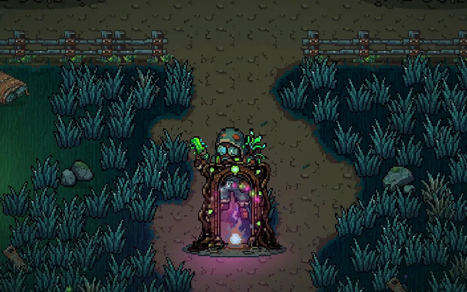 The gardener stepping into the portal south of the farm